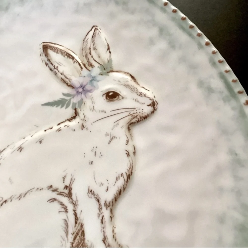 House & Garden Easter Bunny Egg Shaped Melamine Serving Platter NWT - Picture 3 of 4